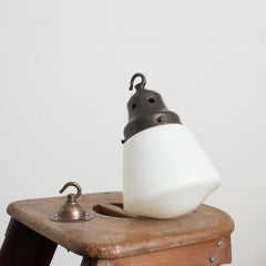 Antique Art Deco Opaline Glass Kitchen Pendant Light