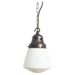Antique Art Deco Opaline Glass Kitchen Pendant Light