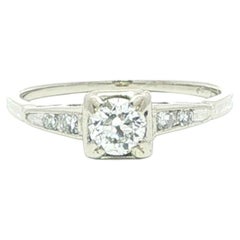 Antique Art Deco Orange Blossom 14k White Gold .38ctw Diamond Engagement Ring