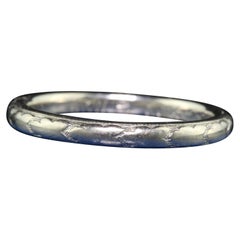 Antique Art Deco Orange Blossom 18K White Gold Engraved Wedding Band - Size 4 1/