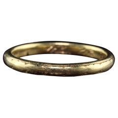 Antique Art Deco Orange Blossom 18K Yellow Gold Engraved Wedding Band