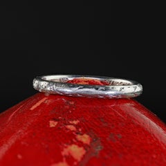 Anneau de mariage antique en platine gravée de diamants "Orange Blossom" Art Deco