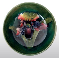 Art Deco Orchid Pattern Flambé Pottery Bowl, William Moorcroft, circa 1928