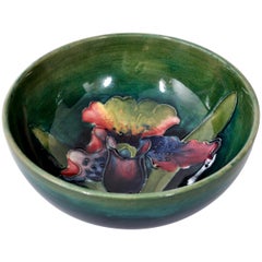 Art Deco Orchid Pattern Flambé Pottery Bowl, William Moorcroft, circa 1928