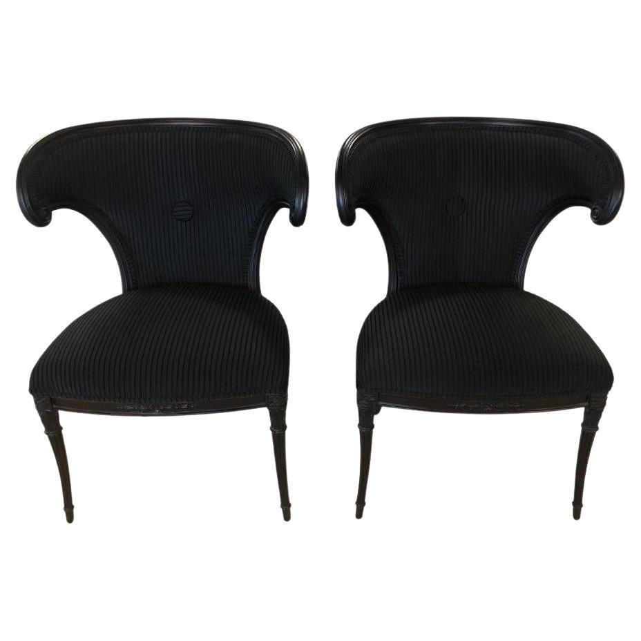 Antique Art Deco Original Rusnak Brothers Chairs in Velvet with Wood - A Pair For Sale