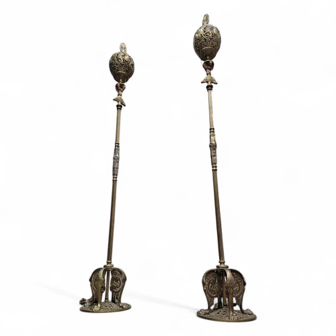 Antique Art Deco Oscar Bruno Bach Detailed Figural Bronze Floor Lamps - Pair For Sale 3