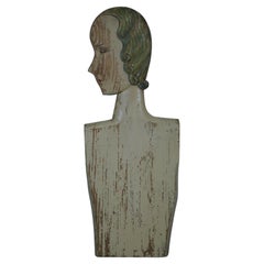 Antiquités Art Déco Oscar Woodikin Mannequin Buste Femme Flapper 27"