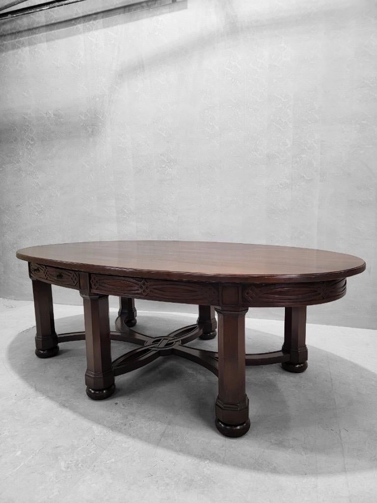 Antique Art Deco Oval Mahogany Original American Fore Building Custom Table For Sale 1