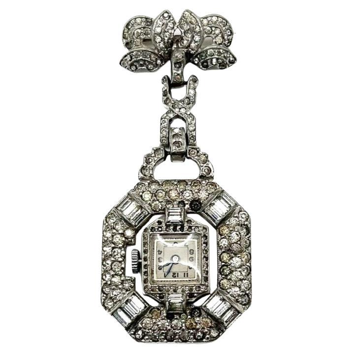 Antike Art Deco Paste Fob Lapel Uhr 1920er Jahre (siehe Zustandsbericht)
