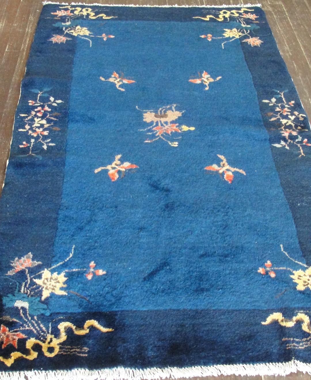 Wool Antique Art Deco/ Peking Chinese Rug For Sale