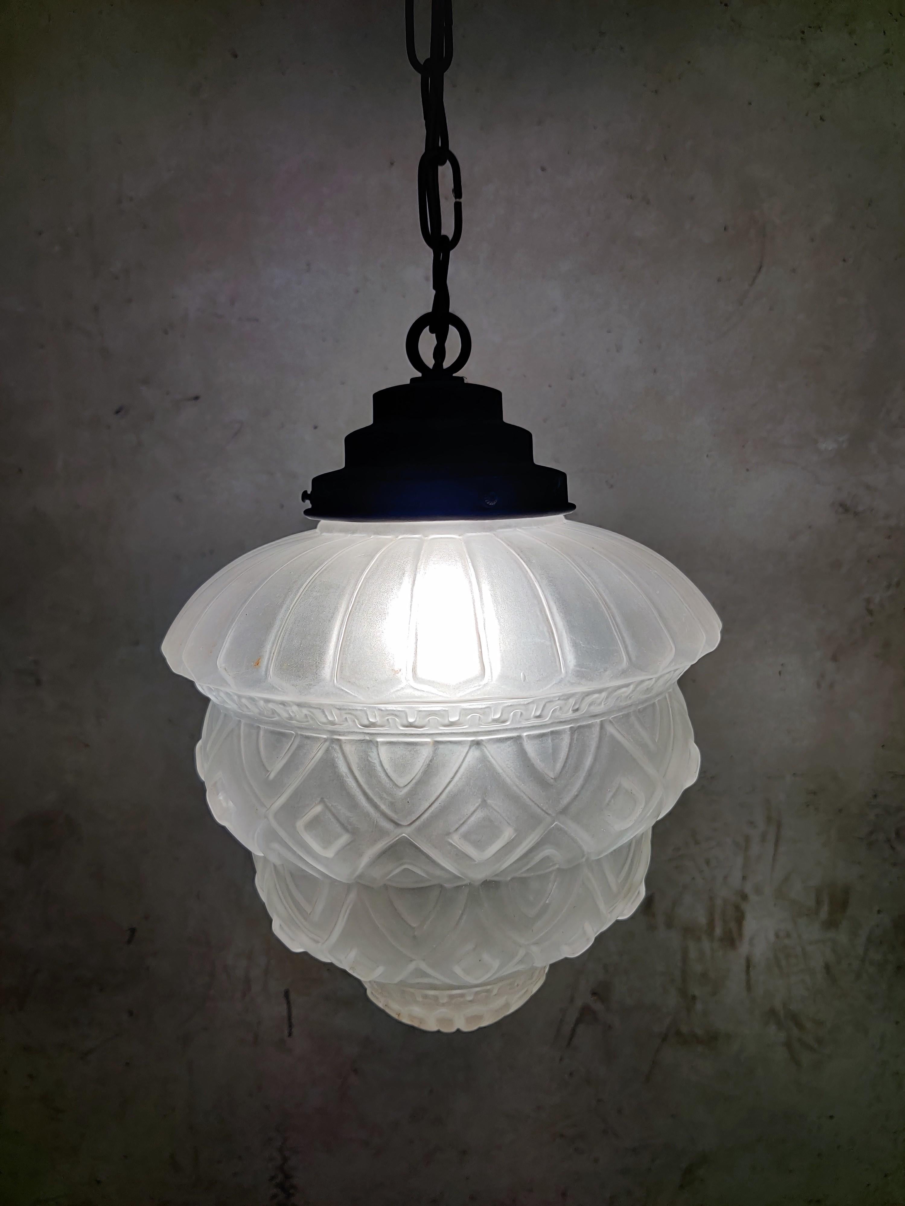 Antique Art Deco Pendant Light, 1930s In Good Condition In HEVERLEE, BE