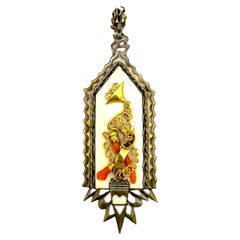 Antique Art Deco Pendant Metal Gilt Metal Glass Celluloid