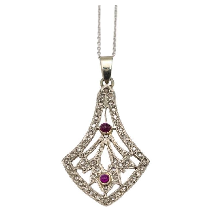 Antique Art Deco pendant with diamonds and tourmalines, Great Britain, 1930s.