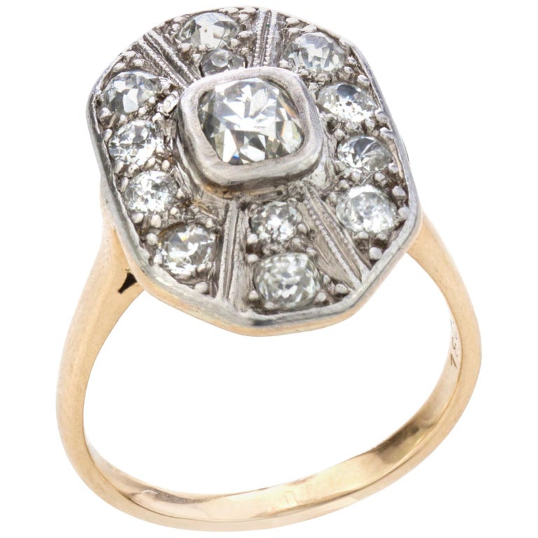 Antique Art Deco Period 18 Karat Gold Ladies Ring with Diamonds at 1stDibs