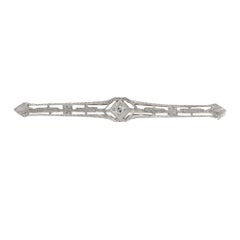 Antique Art Deco Period 18KT White Gold and Diamond Lapel Stick Pin