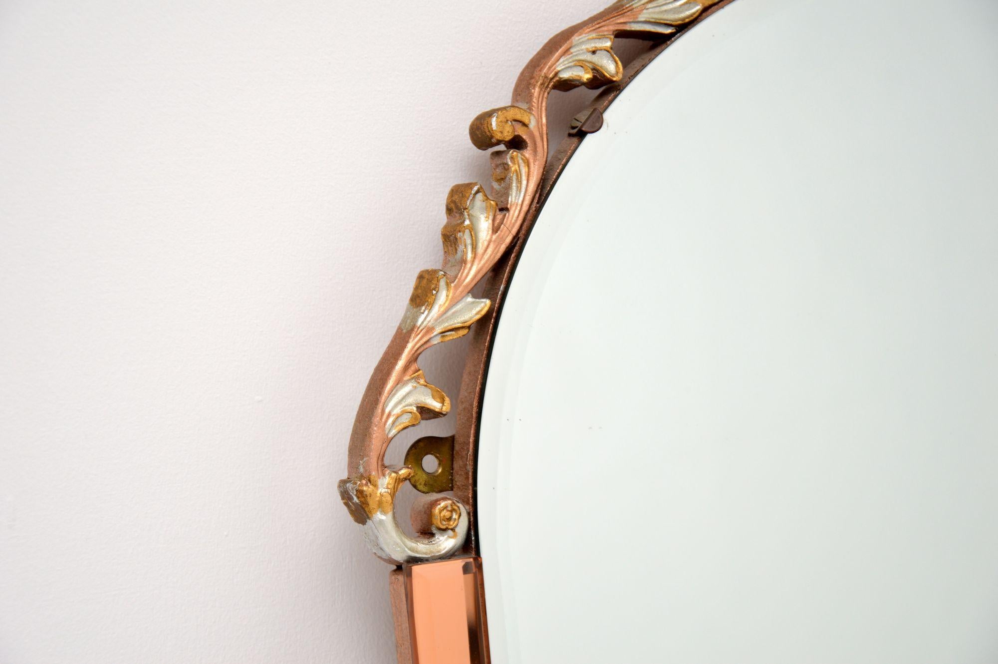 Antiker dekorativer Spiegel aus der Art-déco-Periode (Mitte des 20. Jahrhunderts) im Angebot