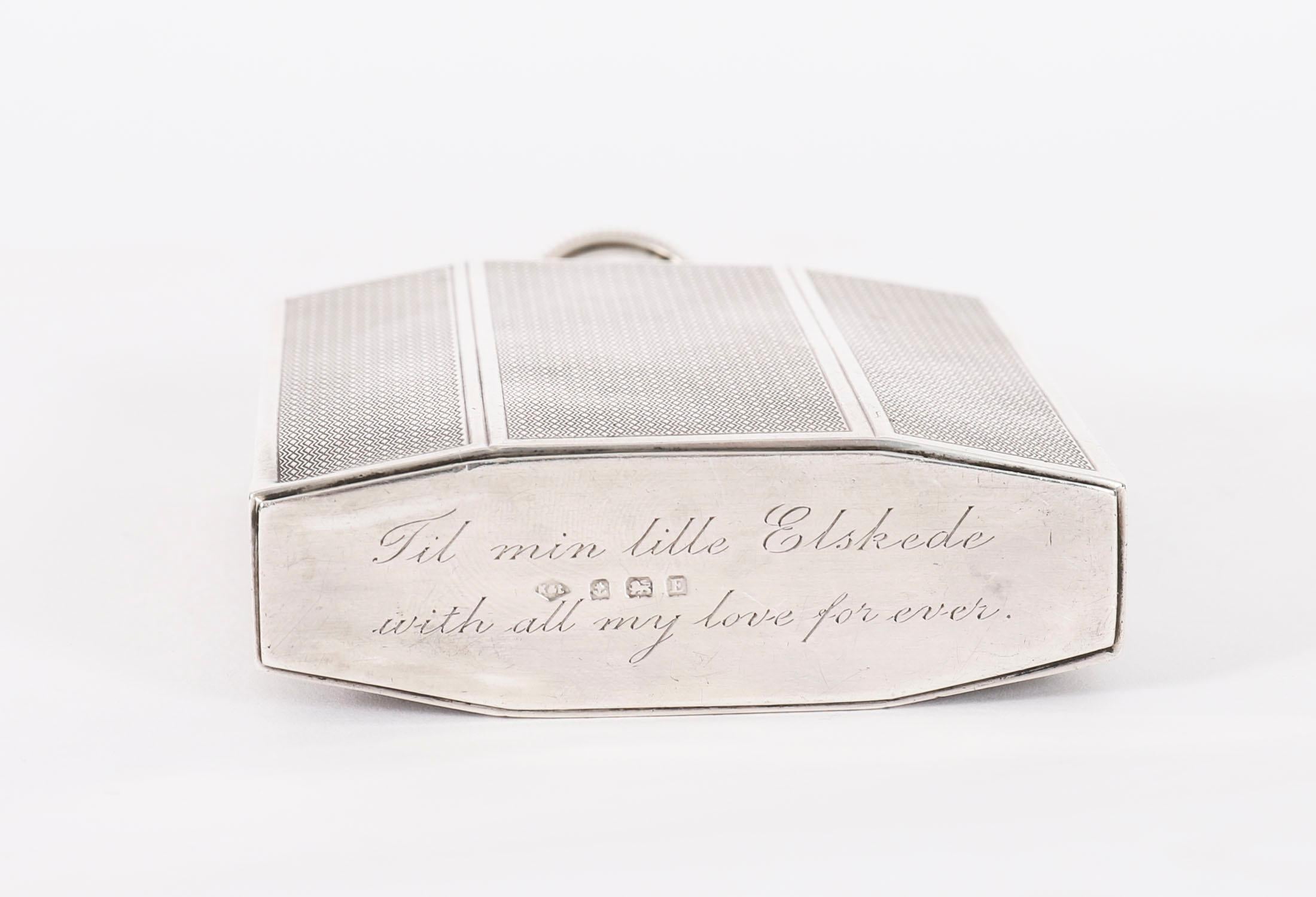 Antike Art Deco Periode Sterling Silber Flachmann 20. Jahrhundert (Englisch) im Angebot