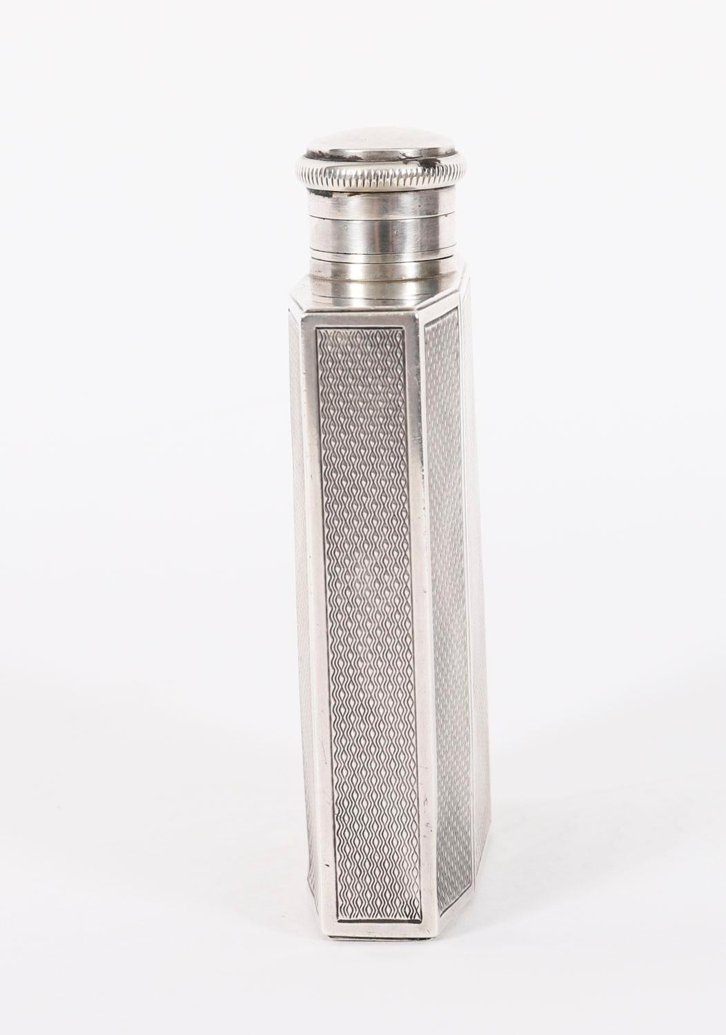 Antike Art Deco Periode Sterling Silber Flachmann 20. Jahrhundert (Sterlingsilber) im Angebot