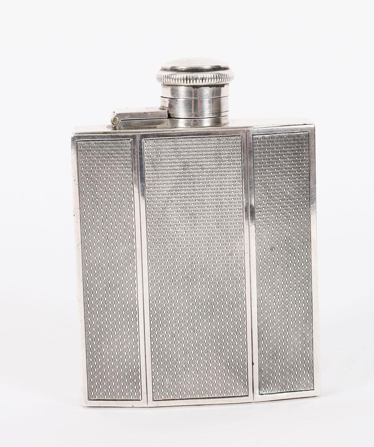 Antike Art Deco Periode Sterling Silber Flachmann 20. Jahrhundert im Angebot 1