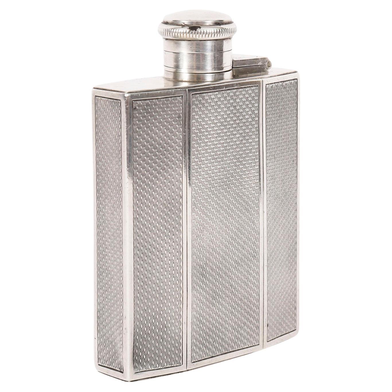 Antique Art Deco Period Sterling Silver Hip Flask 20th Century