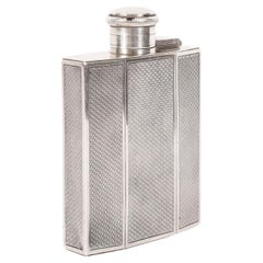 Antique Art Deco Period Sterling Silver Hip Flask 20th Century