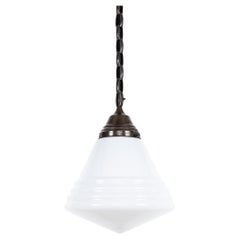 Antique Art Deco Philips 'Phililite' Dutch Opaline Glass Pendant Light, C.1920