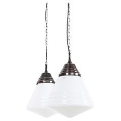Antique Art Deco Philips 'Phililite' Dutch Opaline Glass Pendant Light, C.1920