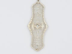Ciondolo di conversione Art Deco antico in oro bianco 14k 3,2g V1093