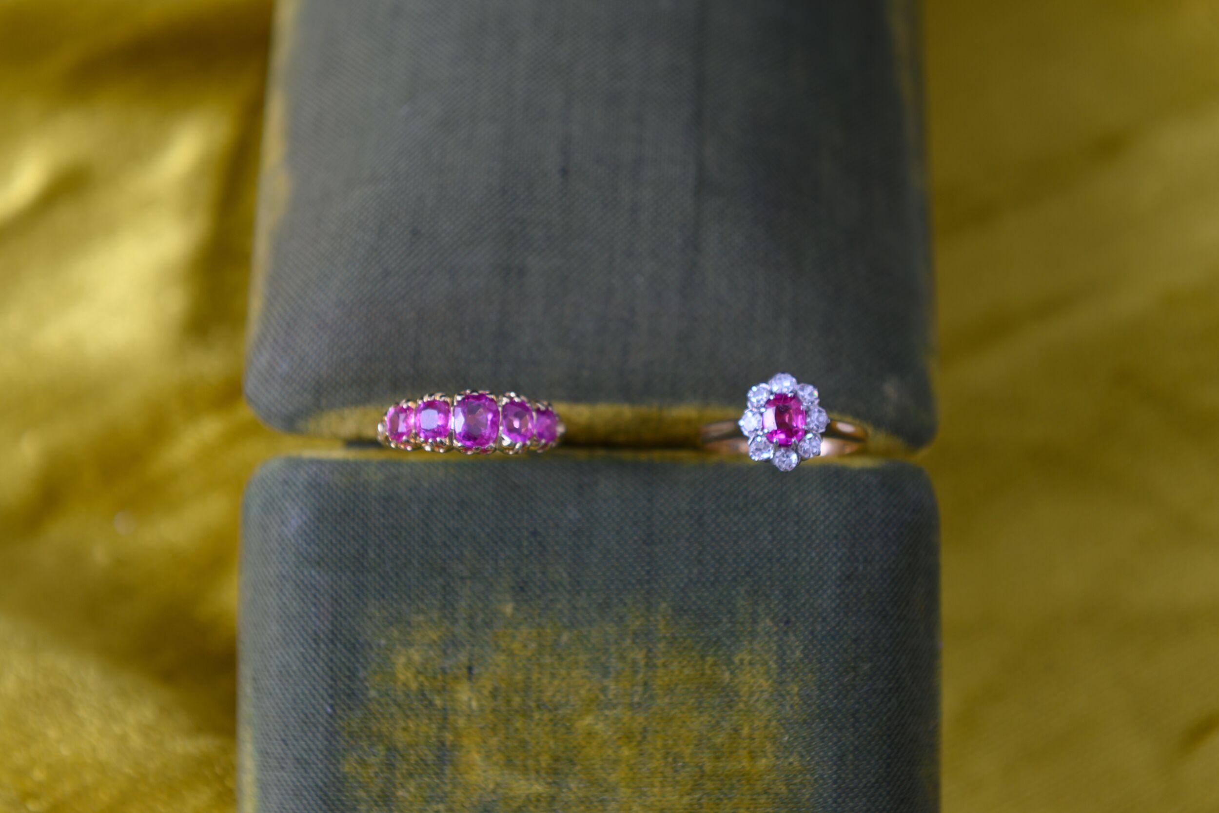 pink sapphire art deco ring