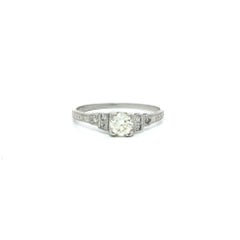Antique Art Deco Platinum 0.34ctw Old Cut Diamond Dainty Step Sides Ring