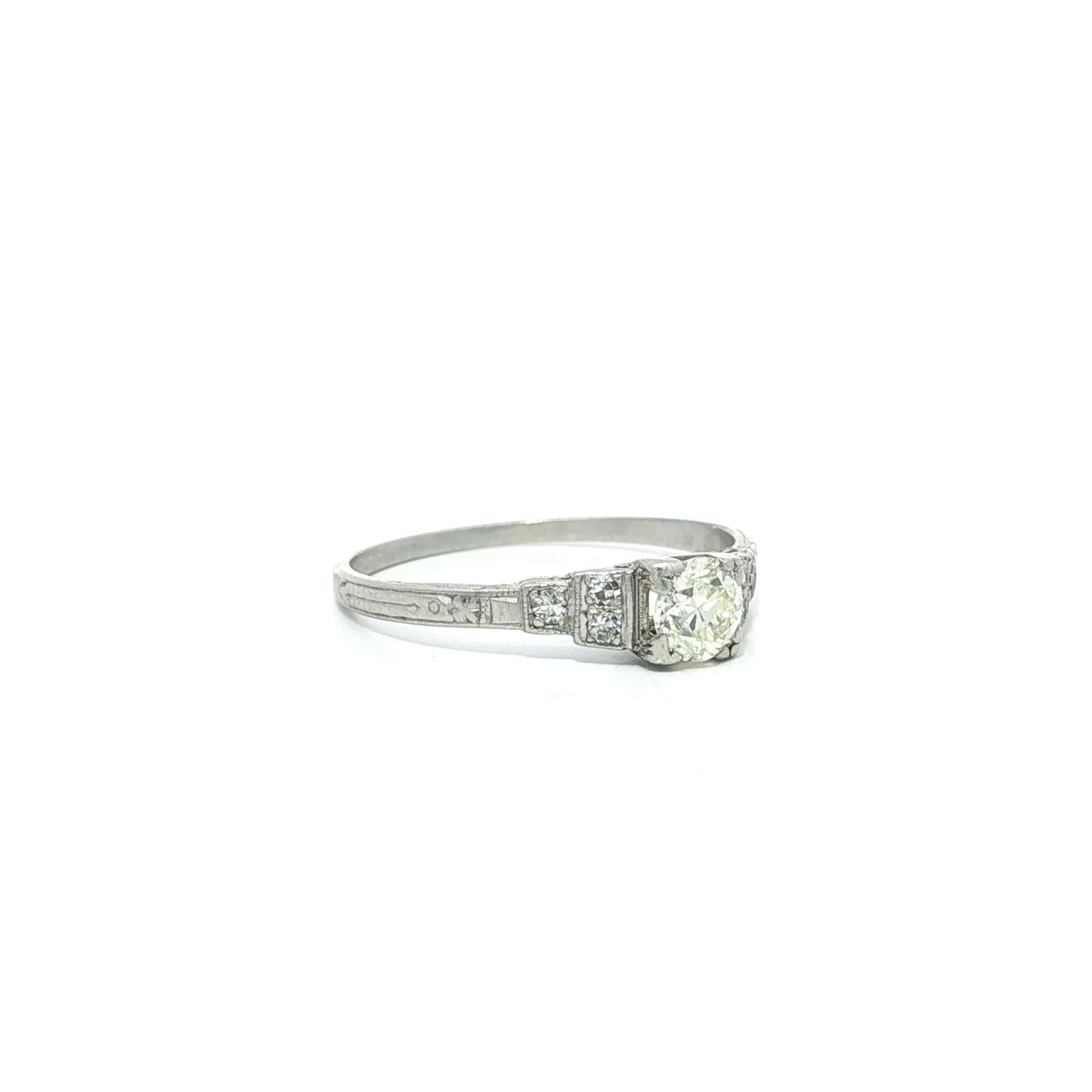 Art Déco Anello in platino Art Deco 0,34ctw Old Cut Diamond Dainty Step Sides in vendita