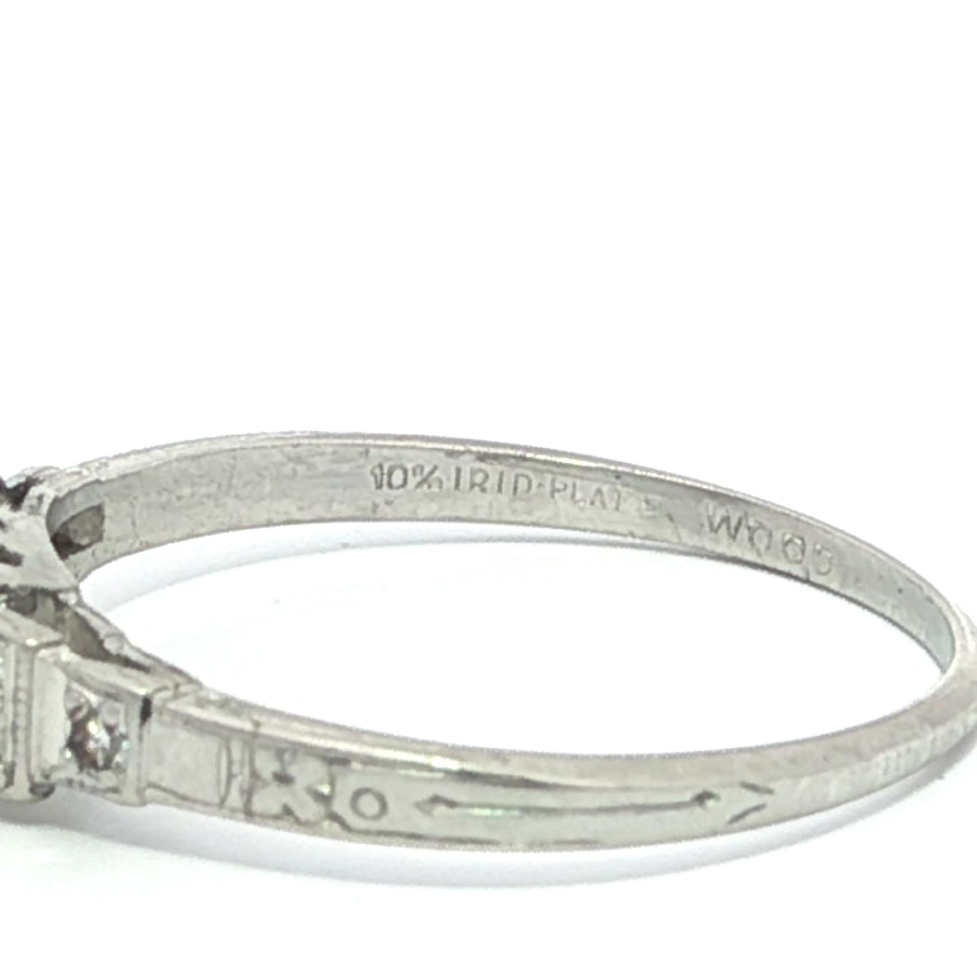 Anello in platino Art Deco 0,34ctw Old Cut Diamond Dainty Step Sides in vendita 2