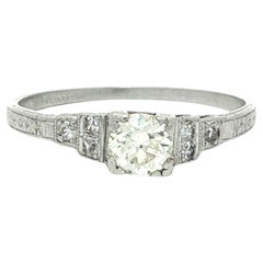 Bague ancienne en platine 0.34ctw Old Cut Diamond Dainty Step Sides