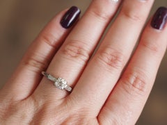 Antique Art Deco Platinum 0.5 Carat Old European Cut Diamond Engagement Ring
