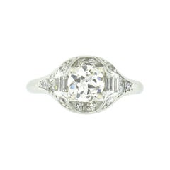 Antique Art Deco Platinum 0.55ct Old European Diamond Solitaire Engagement Ring Antique Art Deco Platinum 0.55ct Old European Diamond Solitaire Engagement Ring
