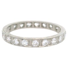Antique Art Deco Platinum 0.60ctw Diamond Milgrain Scroll Work Eternity Band
