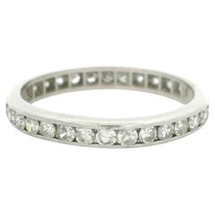 Antique Art Deco Platinum 0.75ctw Single Cut Channel Diamond Eternity Band Ring
