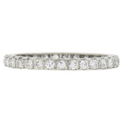 Vintage Art Deco Platinum 0.78ct Pave Old Cut Diamond Eternity Wedding Band Ring