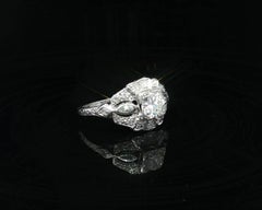 Antique Art Deco Platinum 0.91ctw Diamond Milgrain Etched Floral Engagement Ring
