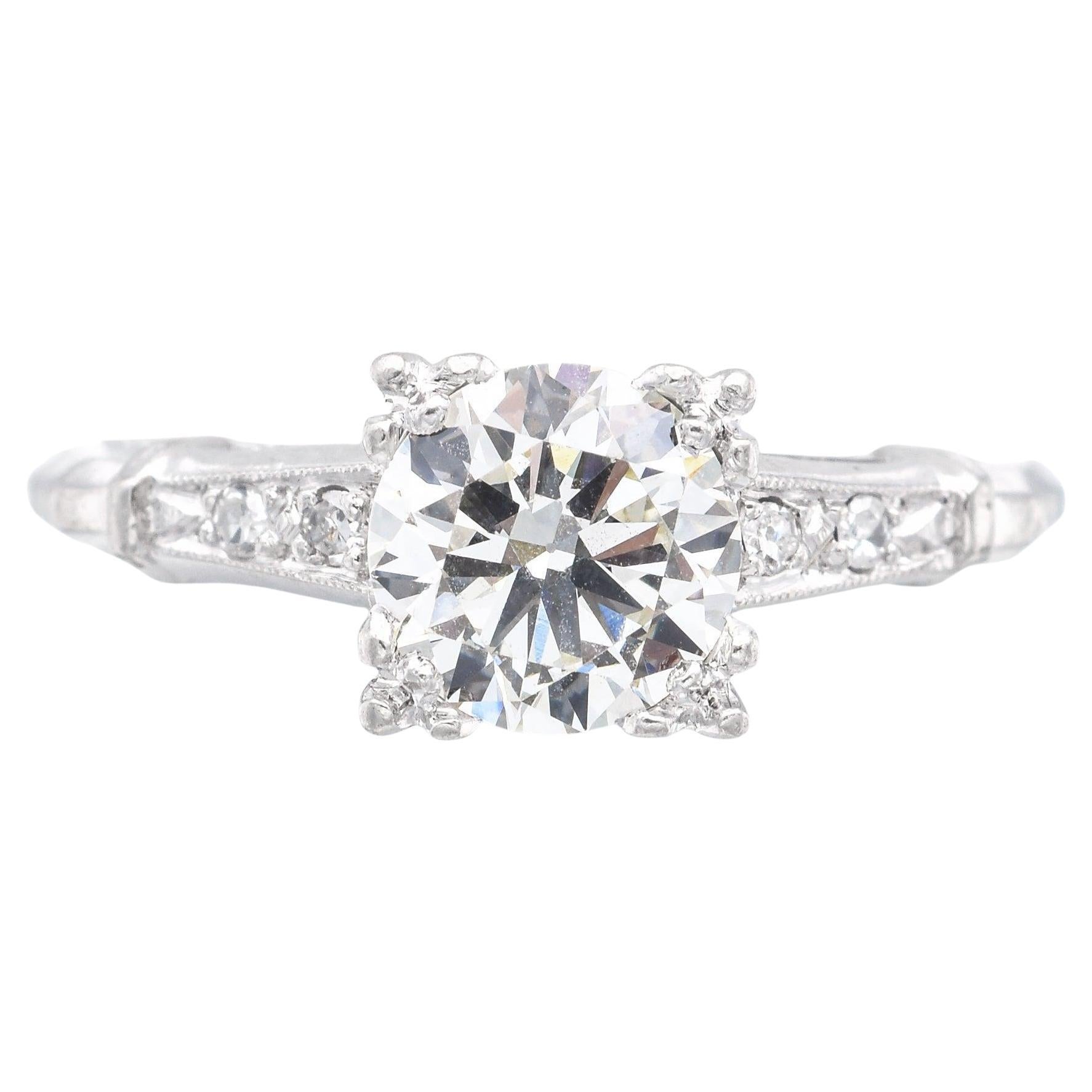 Anillo Antiguo Art Decó Platino 1.14 TCW Diamante Talla 6