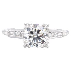 Antique Art Deco Platinum 1.14 TCW Diamond Ring Size 6
