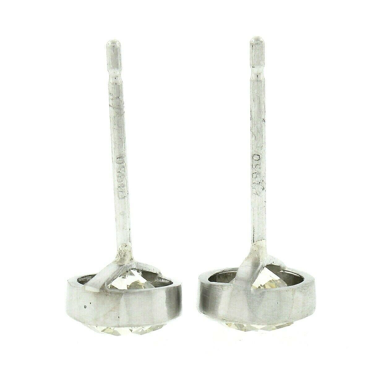 Antique Art Deco Platinum 1.16ctw Old European Cut Bezel Diamond Stud Earrings In Good Condition For Sale In Montclair, NJ