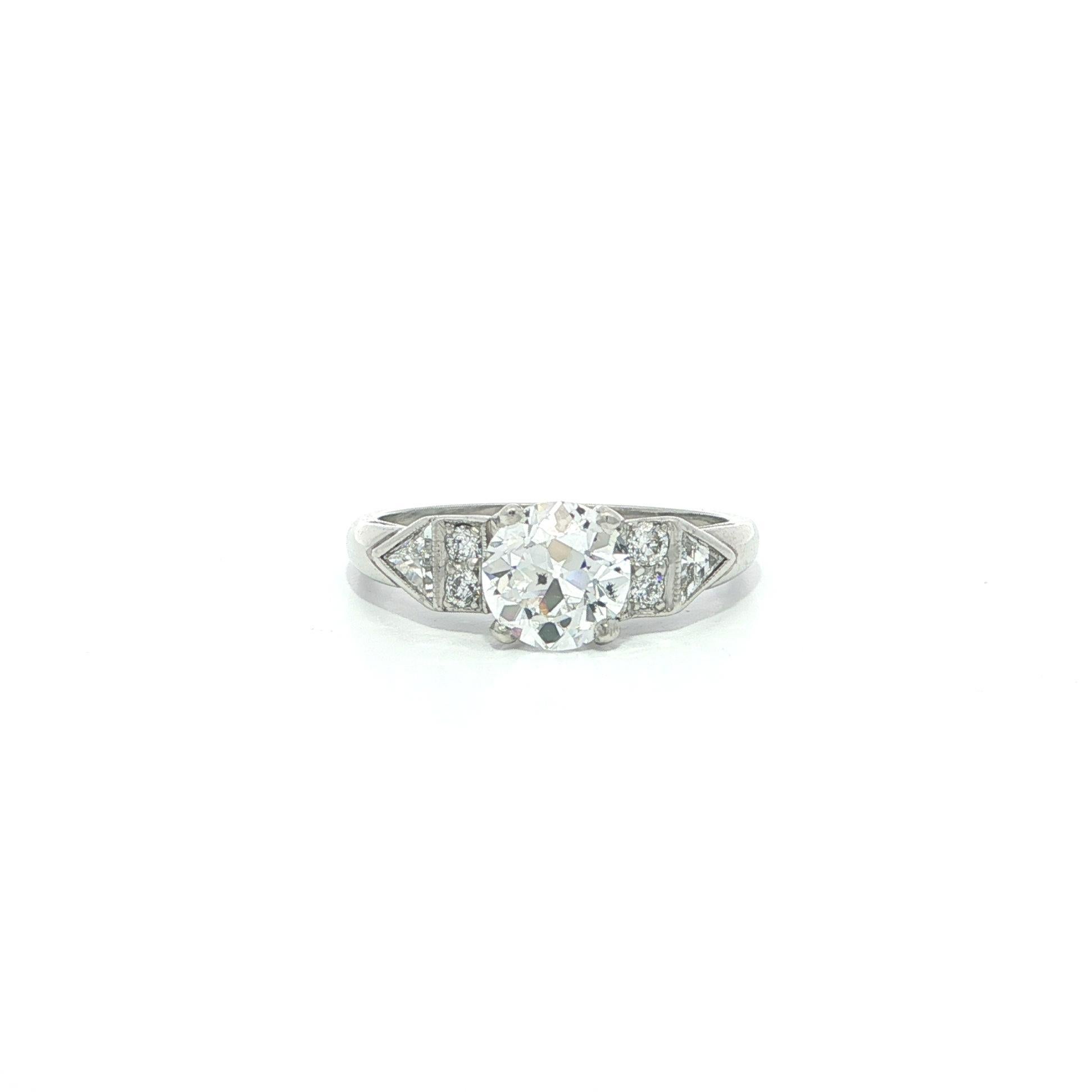 Antique Art Deco Platinum 1.23ctw Old Diamond Trillion Engagement Promise Ring For Sale