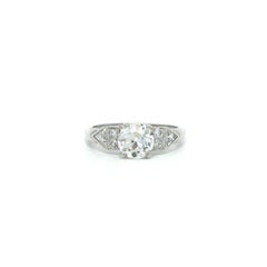 Antique Art Deco Platinum 1.23ctw Old Diamond Trillion Engagement Promise Ring