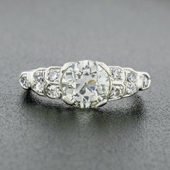 Antique Art Deco Platinum 1.25ct European Diamond Low Profile Engagement Ring