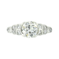 Antique Art Deco Platinum 1.25ct European Diamond Low Profile Engagement Ring