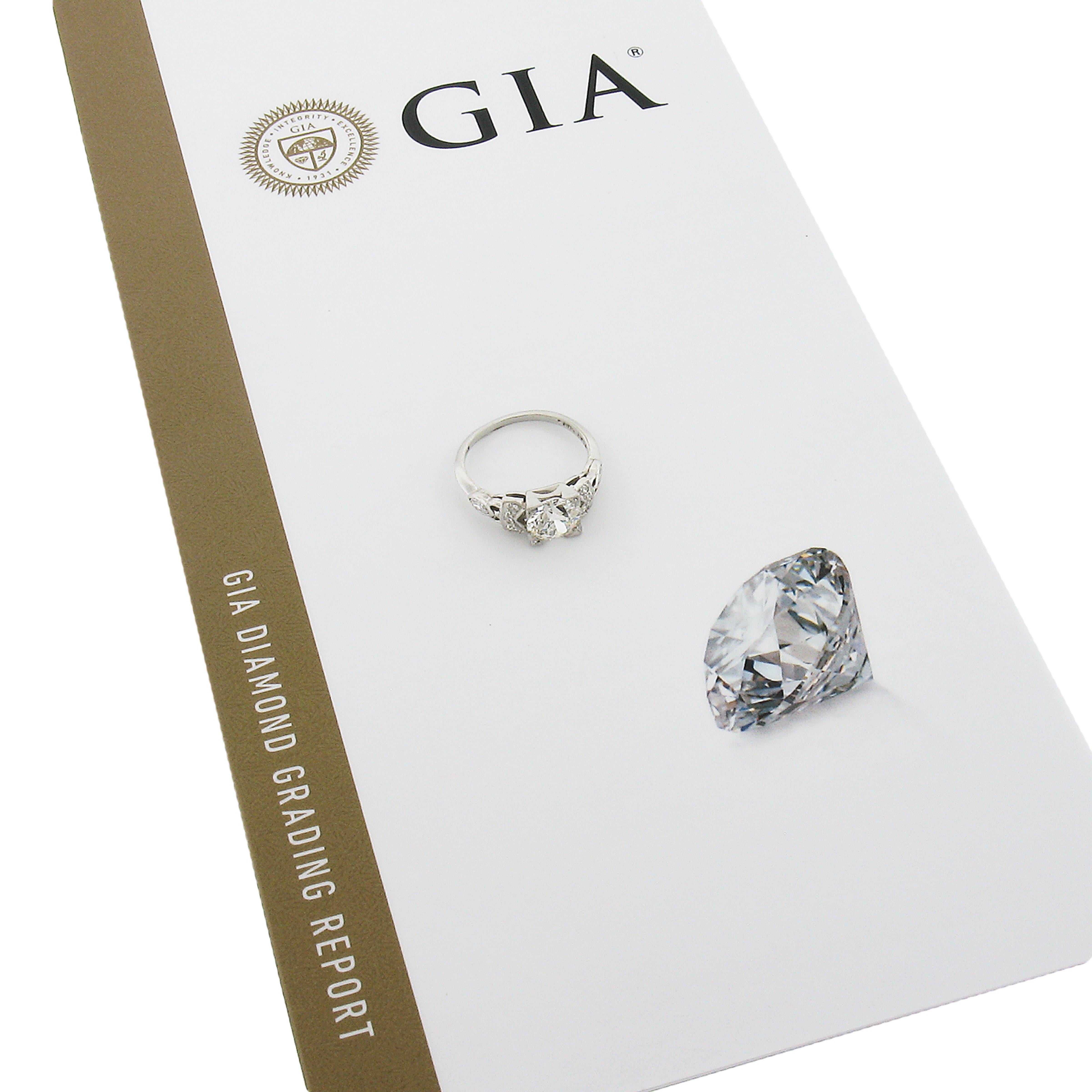 Antique Art Deco Platinum 1.28ct Gia Graded Old European Diamond Engagement Ring For Sale 5
