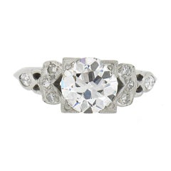 Antique Art Deco Platinum 1.28ct Gia Graded Old European Diamond Engagement Ring
