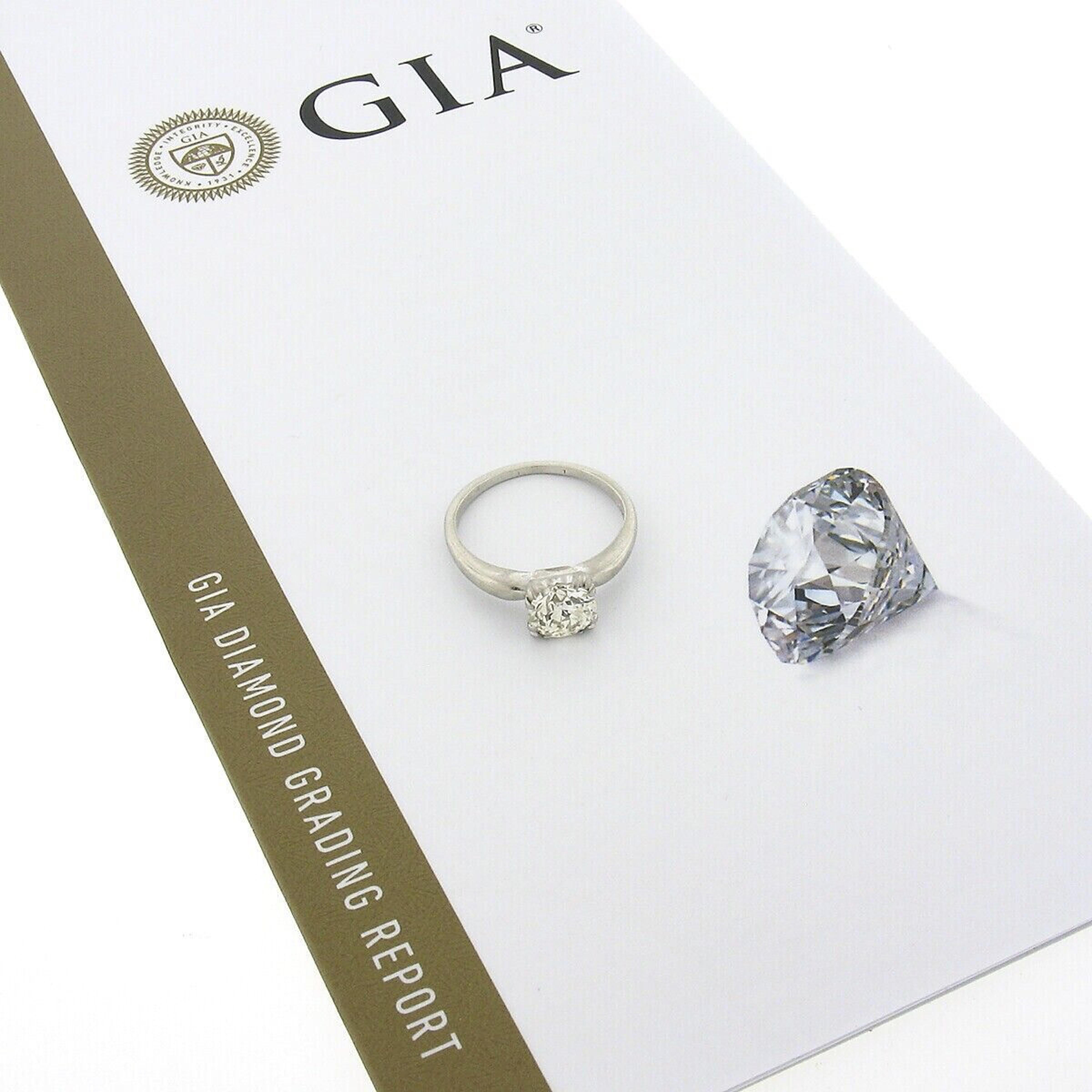 Antique Art Deco Platinum 1.34ctw GIA European Diamond Solitaire Engagement Ring For Sale 5