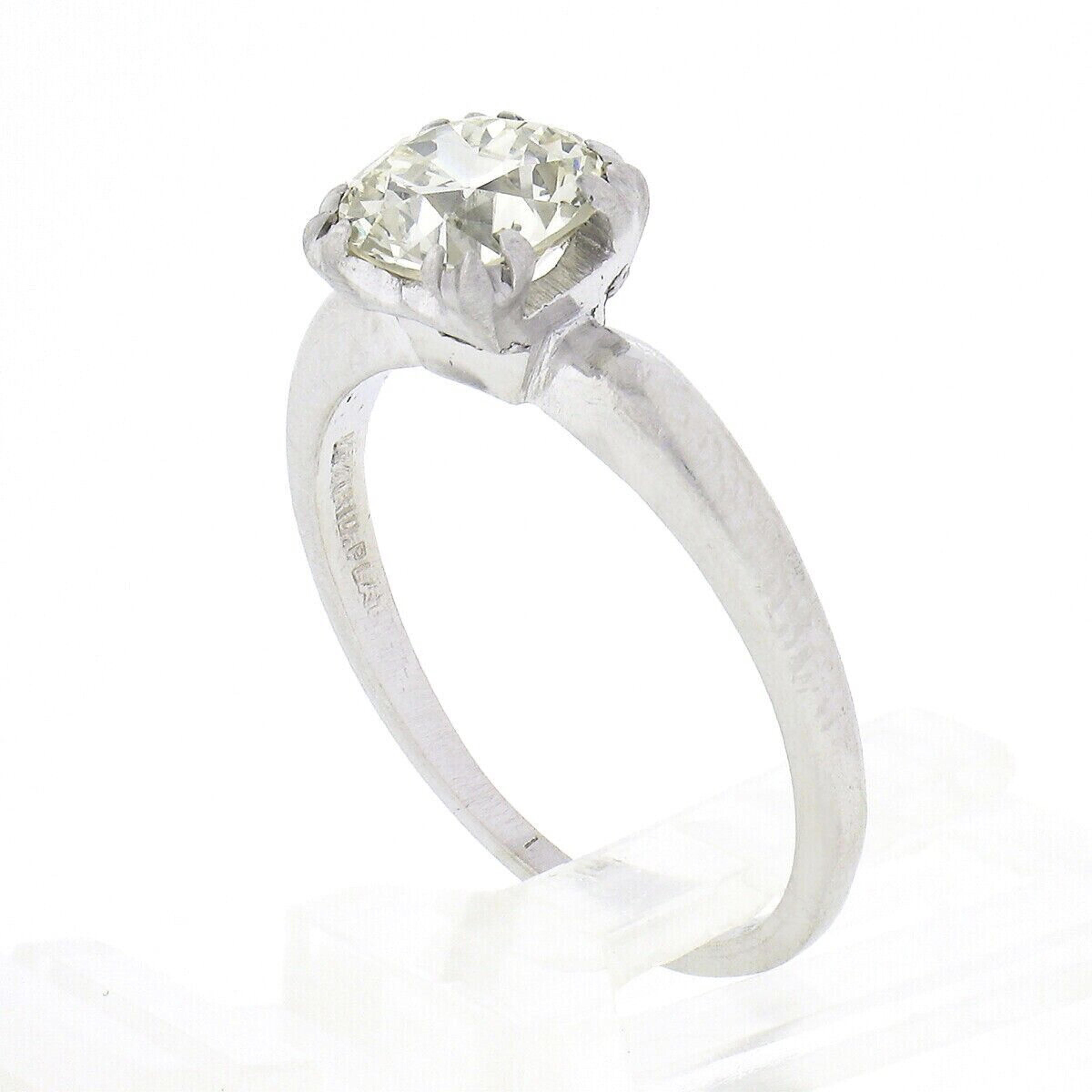 Antique Art Deco Platinum 1.34ctw GIA European Diamond Solitaire Engagement Ring For Sale 4